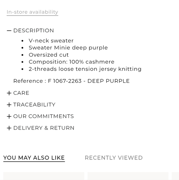 Nwt KUJTEN 100%Cashmere Sweater Minie  Oversized V-Neck One Size Purple - Picture 7 of 7